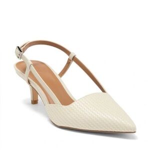 NORDSTROM RACK Woven Pointed Slingback Mule Heels in Ivory - Size 7